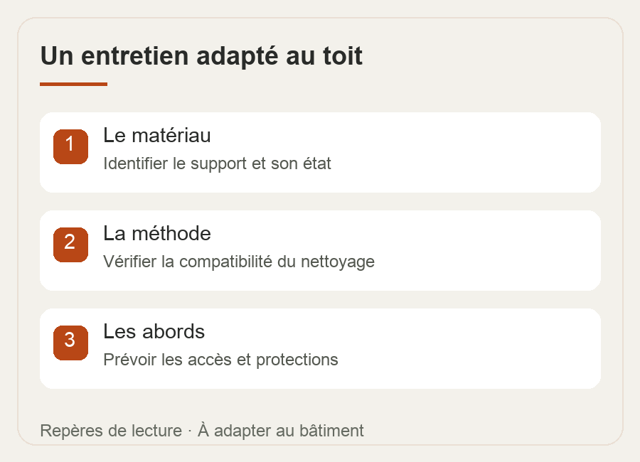 Un entretien adapté au toit — schéma des étapes à vérifier