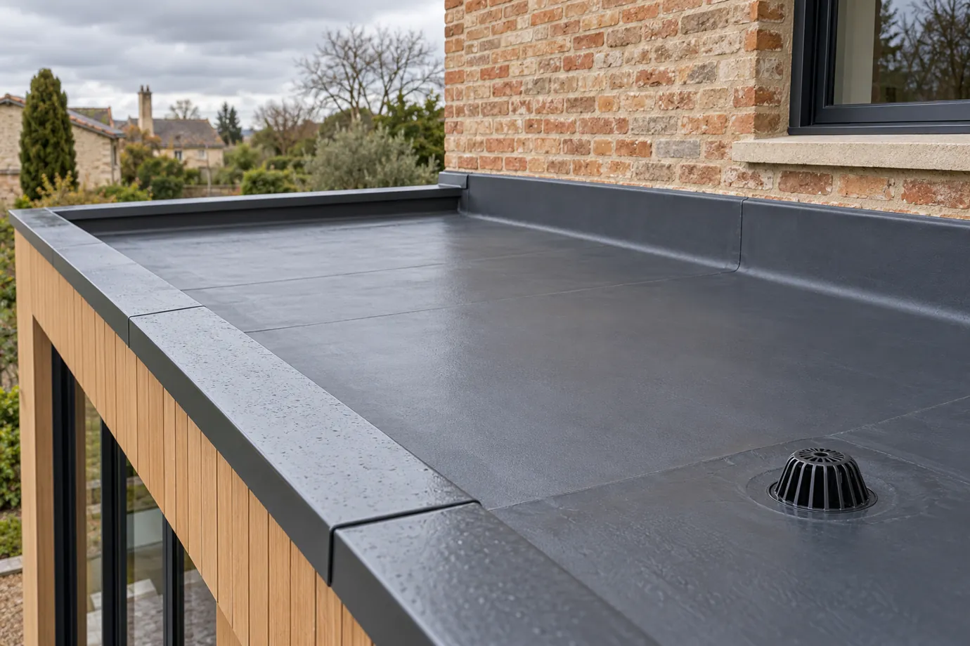 Détail d’étanchéité d’une toiture-terrasse — illustration générée